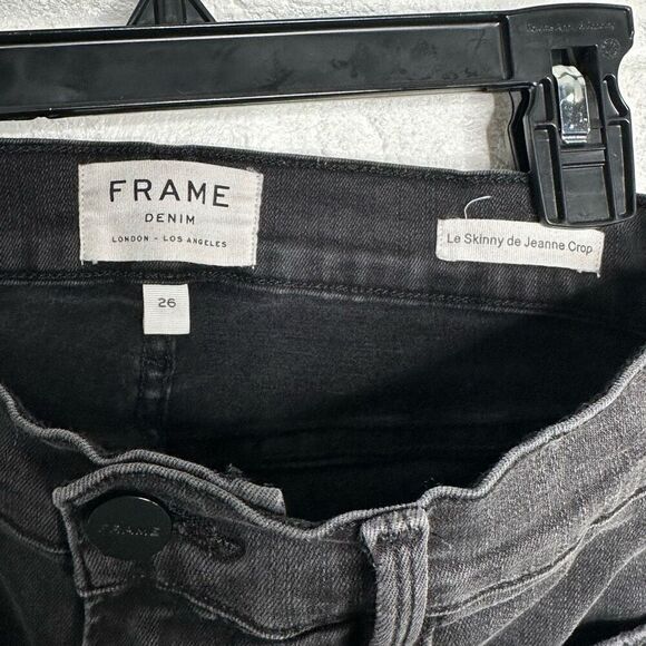 Frame Le Skinny De Jeanne Crop Double Triangle Raw Hem in Tull Gray size 26 - Picture 6 of 7